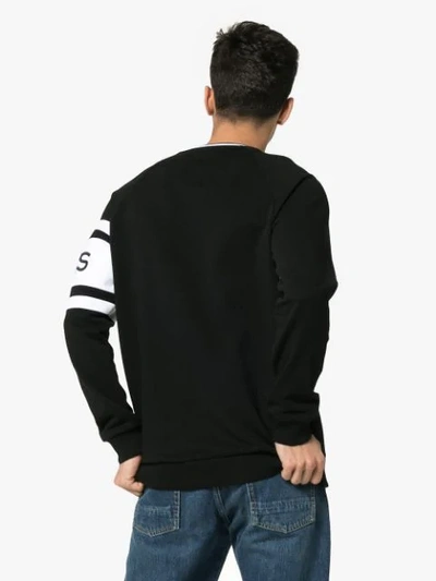 Shop Givenchy Cotton Large Logo Crew Neck Sweater In Black