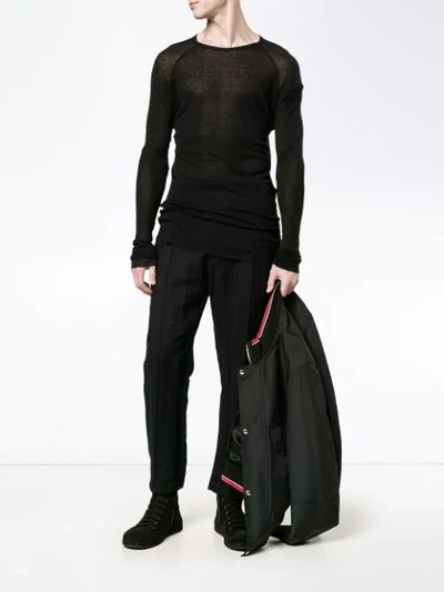 Shop Haider Ackermann Long Sleeved T-shirt With Round Neck In Black