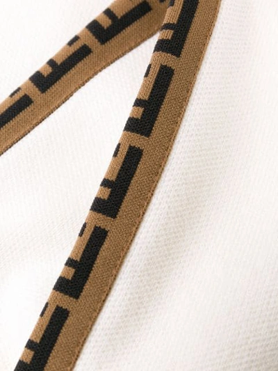 Shop Fendi Ff Motif Stripe Cardigan In White