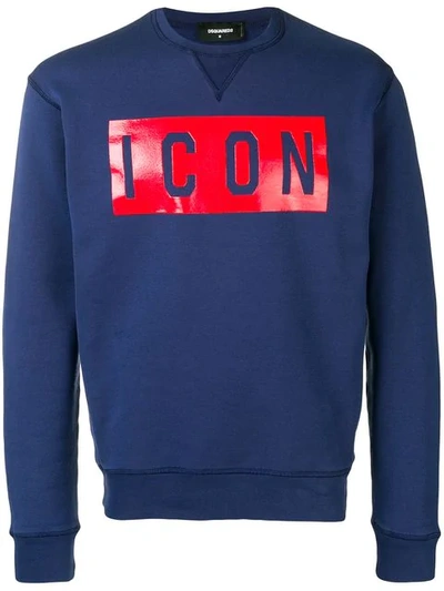 Shop Dsquared2 Jersey-pullover Mit "icon"-print In Blue