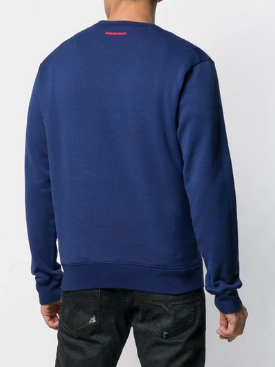 Shop Dsquared2 Jersey-pullover Mit "icon"-print In Blue