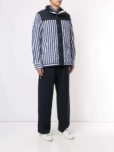 Shop Sacai Striped Hybrid Jacket In 428 Blue×white Stripe