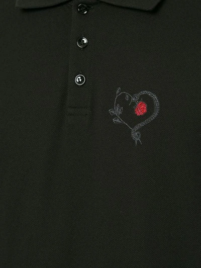 Shop Saint Laurent Snake Heart Polo Shirt In Black