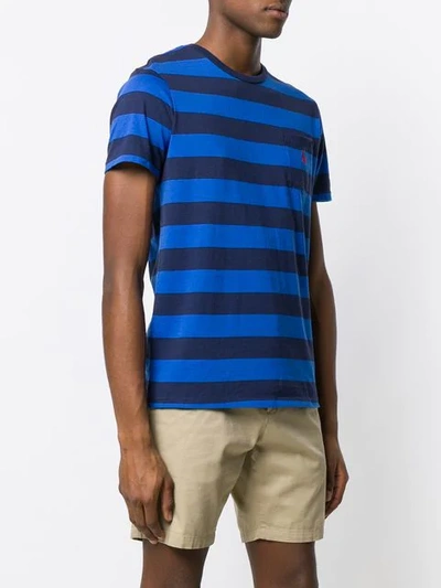 Shop Polo Ralph Lauren Logo Striped T-shirt In Blue