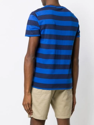 Shop Polo Ralph Lauren Logo Striped T-shirt In Blue