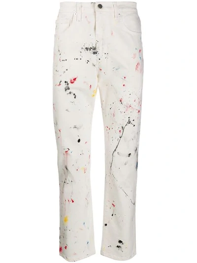 LOST DAZE PAINT SPLATTER STRAIGHT LEG JEANS - 白色