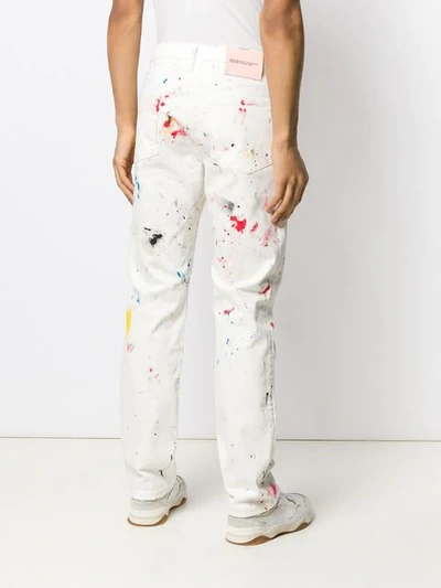 Shop Lost Daze Paint Splatter Straight Leg Jeans - White