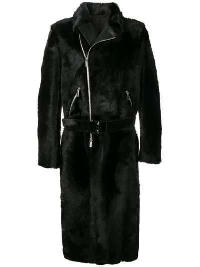 Shop Emporio Armani Zipped Mid-length Coat In Black