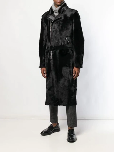 Shop Emporio Armani Zipped Mid-length Coat In Black