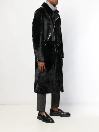 Shop Emporio Armani Zipped Mid-length Coat In Black