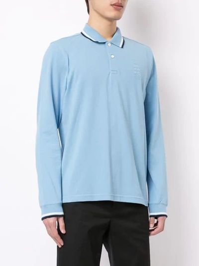 Shop Kent & Curwen Stripe Detail Polo Shirt In Blue