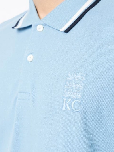 Shop Kent & Curwen Stripe Detail Polo Shirt In Blue