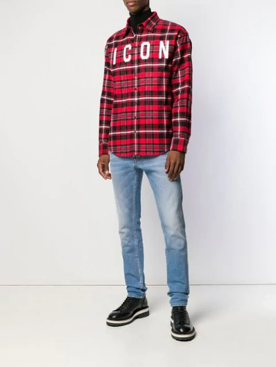 Shop Dsquared2 Icon Plaid Shirt In Red