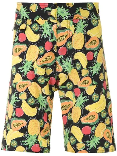 Shop Amir Slama Fruit Print Swim Shorts In Black