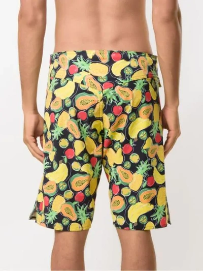 Shop Amir Slama Fruit Print Swim Shorts In Black