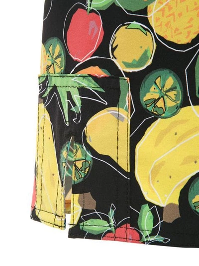 Shop Amir Slama Fruit Print Swim Shorts In Black