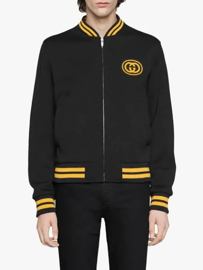Shop Gucci Interlocking G Bomber Jacket  In Black