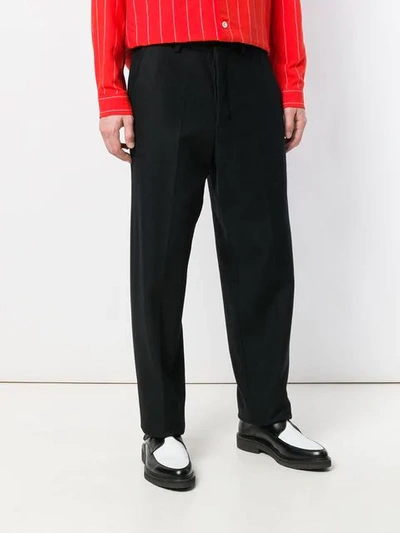 AMI ALEXANDRE MATTIUSSI WIDE FIT TROUSERS - 黑色