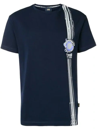 Shop Cavalli Class Logo Print T-shirt In Blue