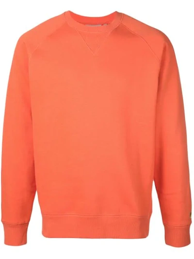 Shop Carhartt Chase Rib-trimmed Sweatshirt In Orange