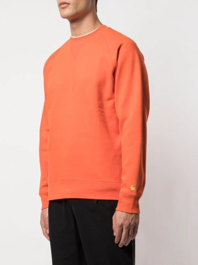 Shop Carhartt Chase Rib-trimmed Sweatshirt In Orange