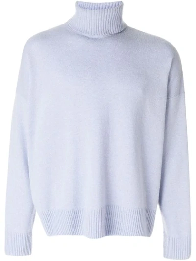 Shop Ami Alexandre Mattiussi Turtle Neck Oversize Fit Sweater In Blue