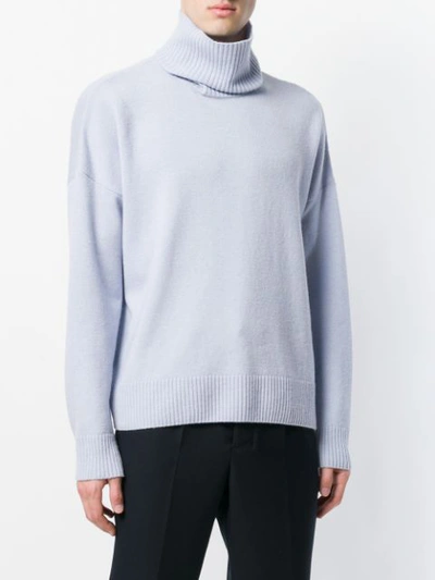 Shop Ami Alexandre Mattiussi Turtle Neck Oversize Fit Sweater In Blue