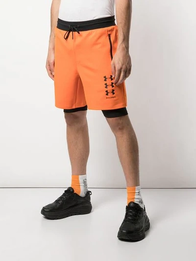 Palm Angels X Under Armour Logo Shorts In 1910 Prison Orange Black |  ModeSens