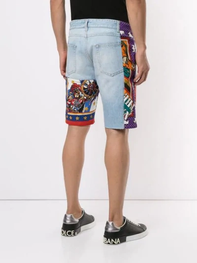 Shop Dolce & Gabbana Comic Print Denim Shorts In S9001