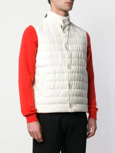 Shop Herno Padded Button Vest In White