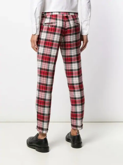 Shop Thom Browne Variegated Check Skinny Wool Trouser In Red