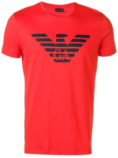 Shop Emporio Armani Logo Print T-shirt In Orange
