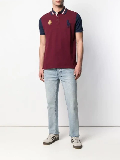 POLO RALPH LAUREN EMBROIDERED CREST LOGO POLO SHIRT - 红色