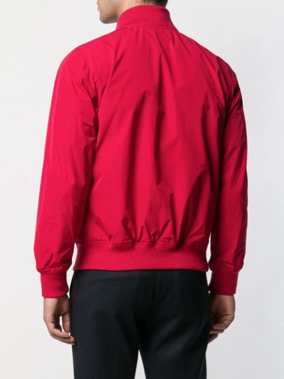 Shop Aspesi High Neck Bomber Jacket In Red