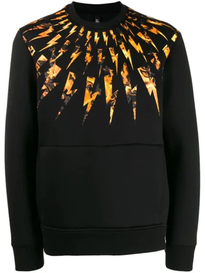 Shop Neil Barrett Lightning Print Sweatshirt In Black