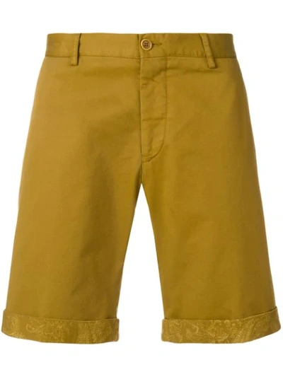 Shop Etro Paisley Hem Chino Shorts In Yellow