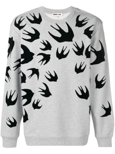 Shop Mcq By Alexander Mcqueen Swallow Print Sweatshirt In Grey