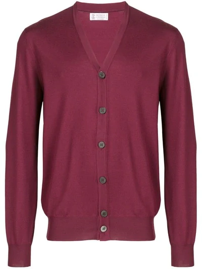 Shop Brunello Cucinelli Slim Cardigan In Red