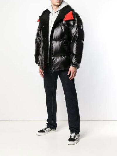 Shop Yves Salomon Oversized Shearling Down Jacket In Black