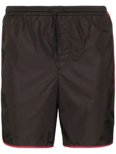 Shop Gucci Interlocking Gg Stripe Swim Shorts In Black
