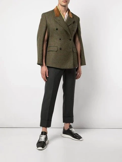 Shop Maison Margiela Deconstructed Houndstooth Jacket In Green