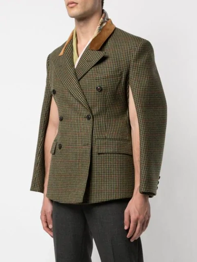 Shop Maison Margiela Deconstructed Houndstooth Jacket In Green