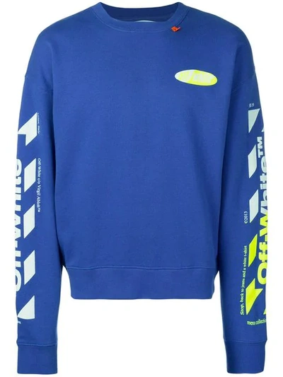 Shop Off-white Diagonals Sweatshirt In 3060 Blue Yellow
