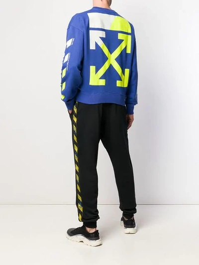 Shop Off-white Diagonals Sweatshirt In 3060 Blue Yellow