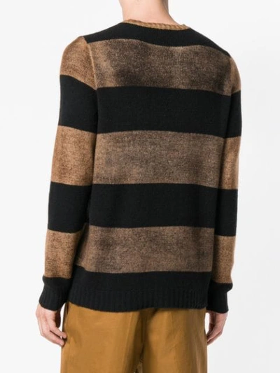 Shop Avant Toi Overdyed Striped Sweater In Black