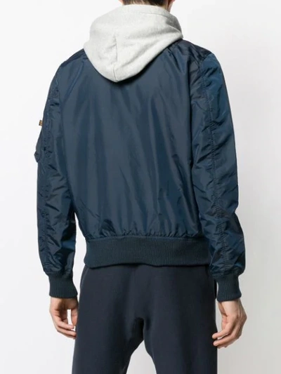 Shop Alpha Industries Bomber Jacket With A Hood - Blue