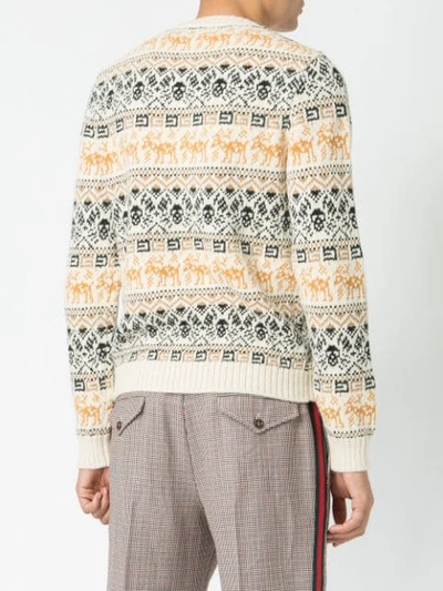 Shop Gucci Jacquard Knit Sweater In White