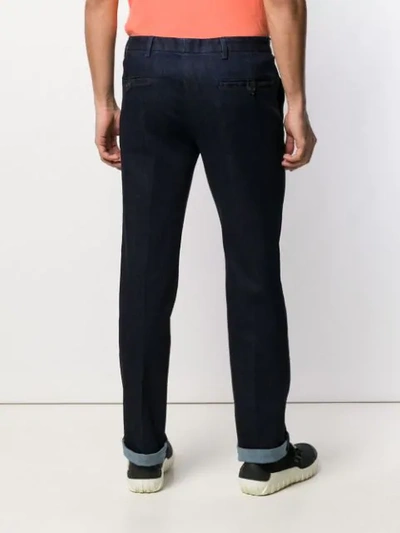Shop Prada Denim Chino Trousers In Blue