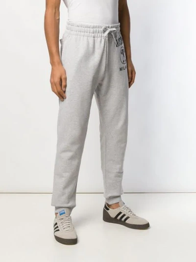 Shop Moschino Double Question Mark Logo Track Pants In Grey