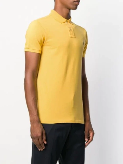 Shop Polo Ralph Lauren Logo Embroidered Polo Shirt In Yellow